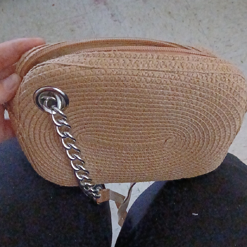 Tan Woven Chain Strap Bag